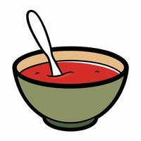 Warm bowl of soup with a spoon ready to be enjoyed vector