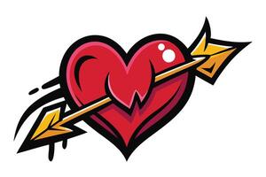 Creative heart with arrow in graffiti style design vector