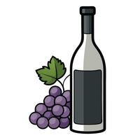 Enjoying a fine wine with fresh grapes beside the bottle vector