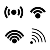Four different wireless signals are shown in black and white vector