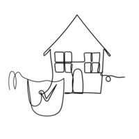 a drawing of a house with a shield vector