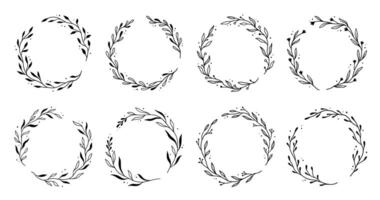 Wreath leaf circle border frame vector
