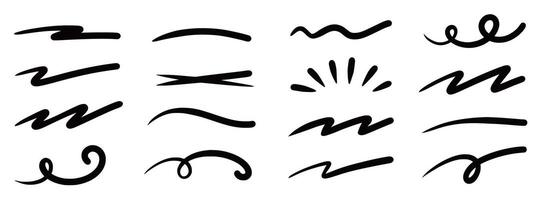 Squiggle brush scribble underline. Marker pen emphasis highlight swoosh stroke. swoosh brush underline set for accent, marker emphasis squiggle element. vector
