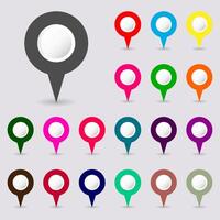 19 map pin icons set. location and navigation icon. Flat design. vector