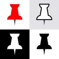 Push pin icon and symbol on set. Flat design. vector
