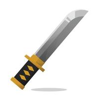 Japanese Sword or Samurai Katana made from Steel metal flat art design illustration with simple shape perfect for fantasy game item asset vector
