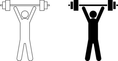 outline silhouette weightlifting icon set vector