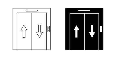 outline silhouette elevator icon set isolated on white background vector
