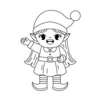 chritsmas elf say hi coloring outline vector