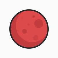 full red moon with outline in flat design. vector