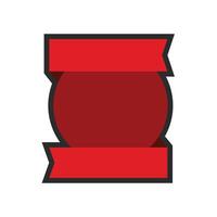 red circle text space banner with outline in flat design. vector