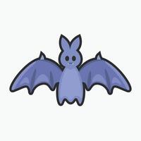 bat animal cartoon character with outline in flat design. vector