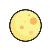 full yellow moon with outline in flat design. vector
