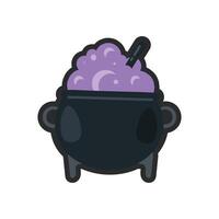 witch cauldron with outline in flat design. vector