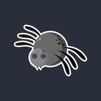 creepy spider with outline in flat design. vector