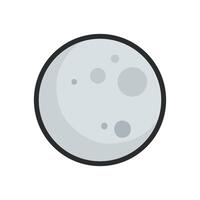 full moon with outline in flat design. vector