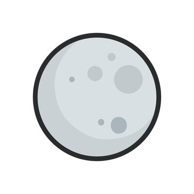 full moon with outline in flat design.