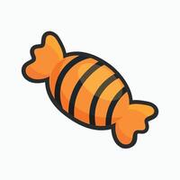 orange candy with black stripe in outline in flat design. vector