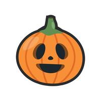 pumpkin head with outline in flat design. vector