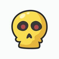 golden skull head with outline in flat design. vector