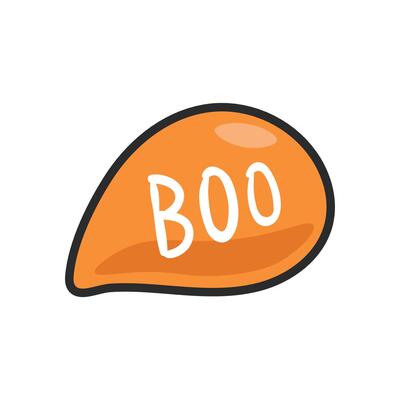 boo text bubble with outline in flat design.