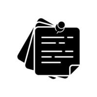 Sticky notes icon with message and paper pin vector