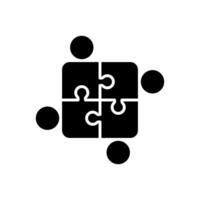 Teamwork icon with jigsaw puzzle and people vector