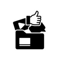Content management icon with folder and social media vector