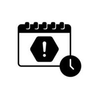 Deadline icon with calendar, clock and warning sign vector