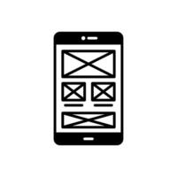 Design wireframe icon for smartphone app layout vector