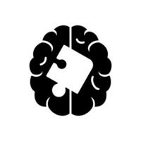 Design thinking icon with brain and puzzle vector
