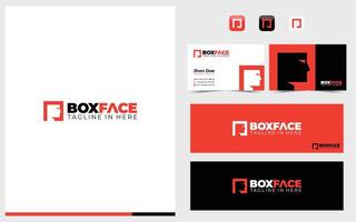 Box logo formed face symbol with simple and modern shape vector
