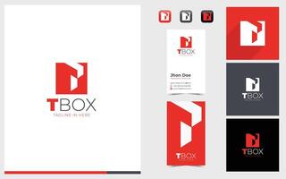 Lettermarks logo T in the box with red color vector