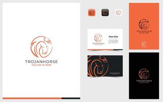 Horse logo formed in circle with simple and modern shape in orange color vector