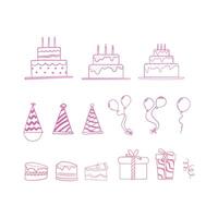birthday party decorative item set vector