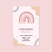Boho birthday invitation template design vector