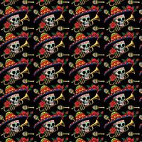 Day of the Dead skulls Dia de los muertos mexican Halloween isolated Seamless Pattern design vector