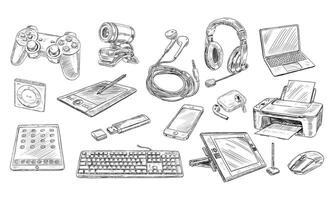 different gadget handdrawn collection vector