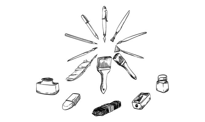 antique stationery handdrawn collection