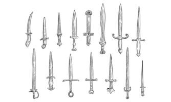 sword handdrawn collection vector