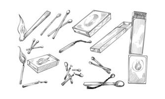 stick lighter handdrawn collection vector