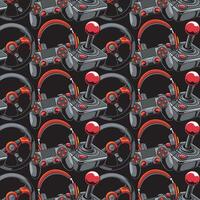 Game console headphone steering wheel gameboy gamepad controller digital seamless repeat pattern Illustration texture vector