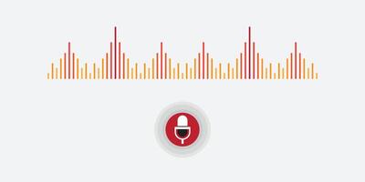 Studio microphone on a stand on colorful audio note design vector