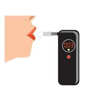 Driver alcohol test device isolated on white. Person blowing into the device. Police breath alcohol test device. vector