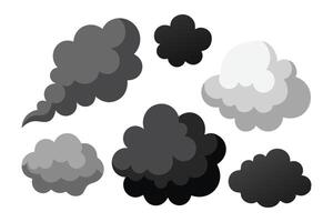 Abstract black and gray smoke with a soft cloudy isolated flat illustration white background vector