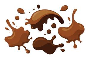 líquido chocolate jarabe salpicaduras aislado plano ilustración con antecedentes vector