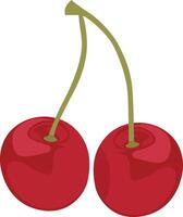a drawing of cherries with a green arrow pointing to the right. vector