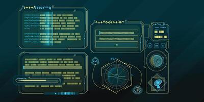 Sci-fi HUD interface for data research. vector