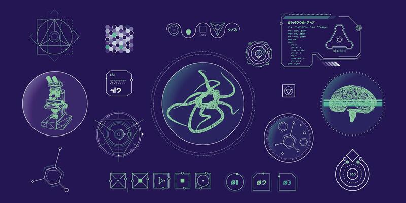 data elements for sci-fi interface infographics.