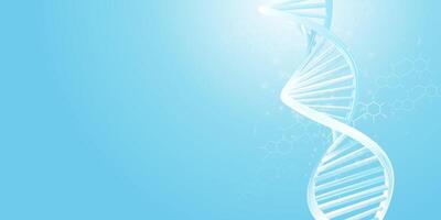 DNA double helix model on a light blue background. vector
